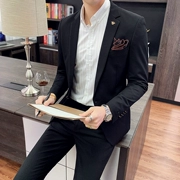 19 mùa thu mới phù hợp với bộ đồ nam hai mảnh phù hợp với kinh doanh phù hợp với đẹp trai Slim Hàn Quốc chú rể - Suit phù hợp