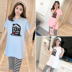 Mùa hè phụ nữ mang thai phù hợp với bông mùa hè ngắn tay T-Shirt mang thai mùa hè phụ nữ mang thai dạ dày lift quần giản dị phụ nữ mang thai phù hợp với Áo thai sản