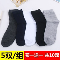 Vớ nam màu rắn vớ nam trong ống polyester cotton vớ Tất nam thoáng khí thấm mồ hôi trong phần dày của bốn mùa 10 đôi vớ chân