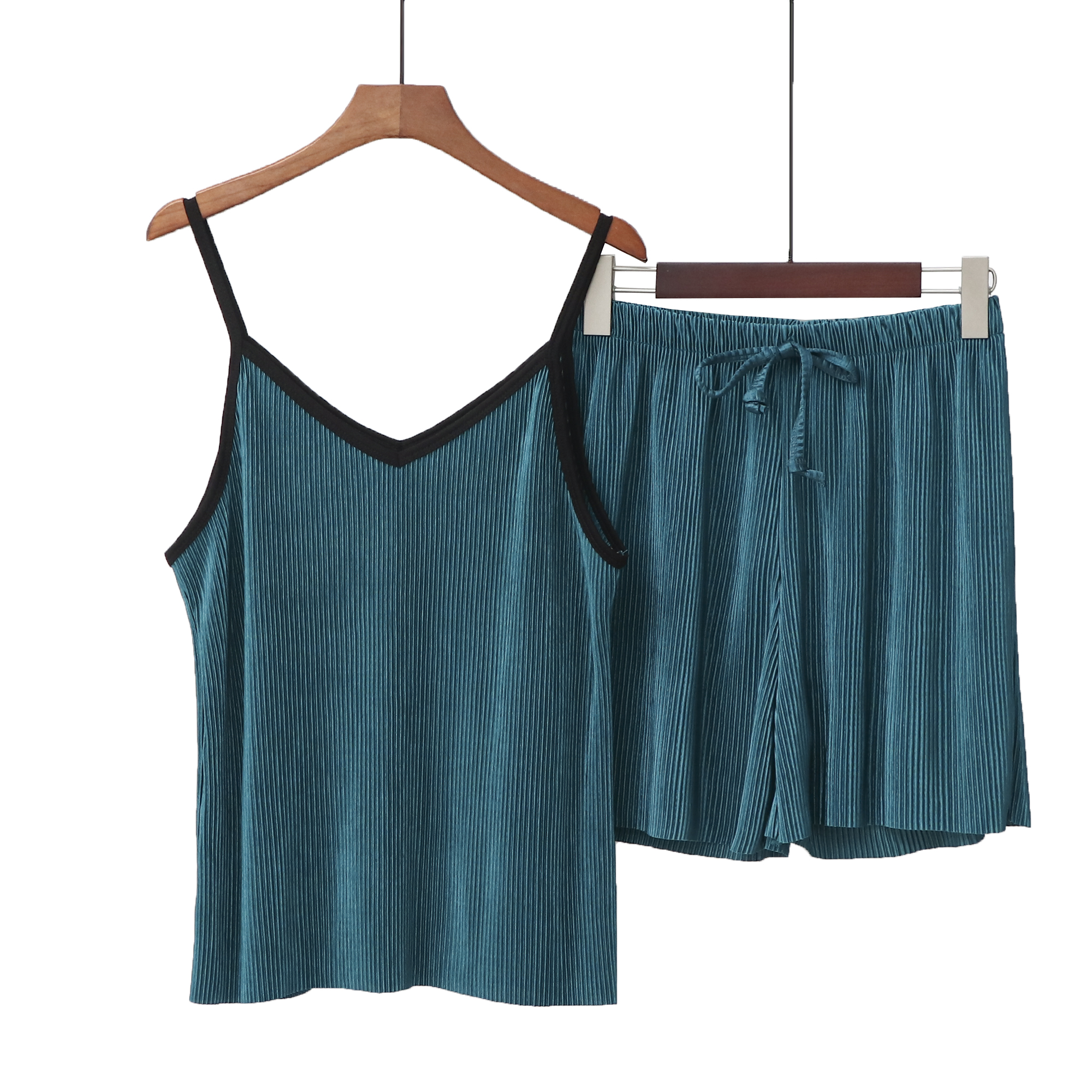 Blue Lake2020 Spring and summer Ice silk camisole Vest pants leisure wear suit ma'am Self cultivation Show thin pajamas Two piece set tide