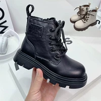 Martens, кожаные детские трендовые короткие сапоги в английском стиле для мальчиков, туфли, 2023, воловья кожа, из натуральной кожи