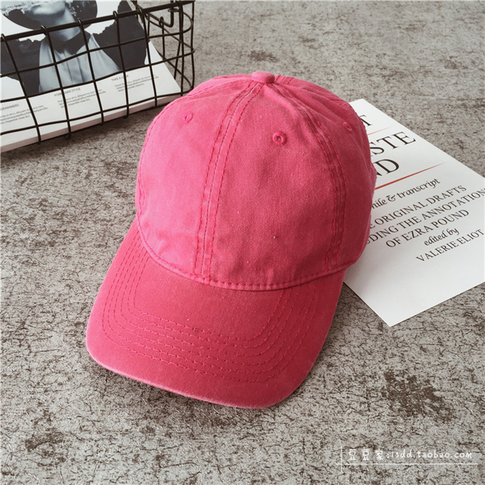 Rose RedHat female summer Korean version Versatile Solid color Baseball cap ins washing sunshade peaked cap summer student male street tide