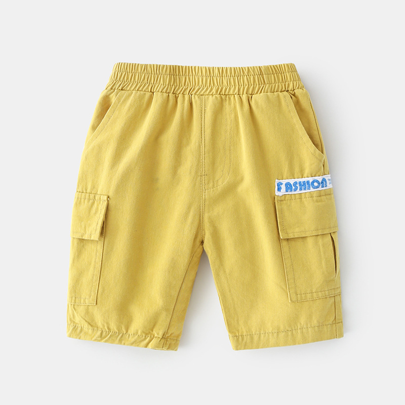 Summer Bag Shorts YellowBoy shorts 2021 summer new pattern Children's wear baby pure cotton Capris children leisure time shorts Wear out tide
