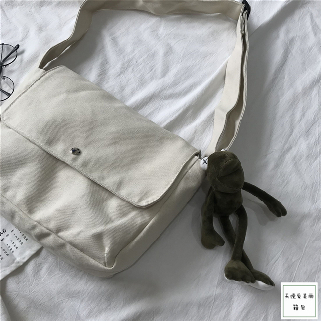 Beige FrogBag female 2018 new pattern Inclined shoulder bag The single shoulder bag female tide student Harajuku ulzzang Soft girl solar system Canvas bag