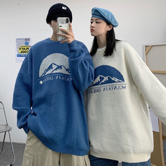 情侶毛衣男秋冬加厚寬鬆慵懶圓領針織衫韓版潮流個性ins港風毛衫