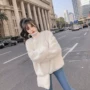 2018 thu đông mới của Hàn Quốc thời trang retro khí chất cổ cao áo thun hoang dã dày lông dài tay áo len nữ áo vest nữ công sở