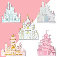 Замок для принцессы, двухэтажное золотое синее розовое мультяшное украшение, популярно в интернете