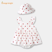 Váy bé gái bằng vải cotton treo váy ngư dân phiên bản Hàn Quốc dễ thương mùa hè mỏng phần tam giác túi quần xì - Váy