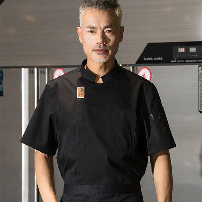 厨房厨师工作服男厨师服短袖夏季透气夏装长袖高档厨师长酒店餐饮