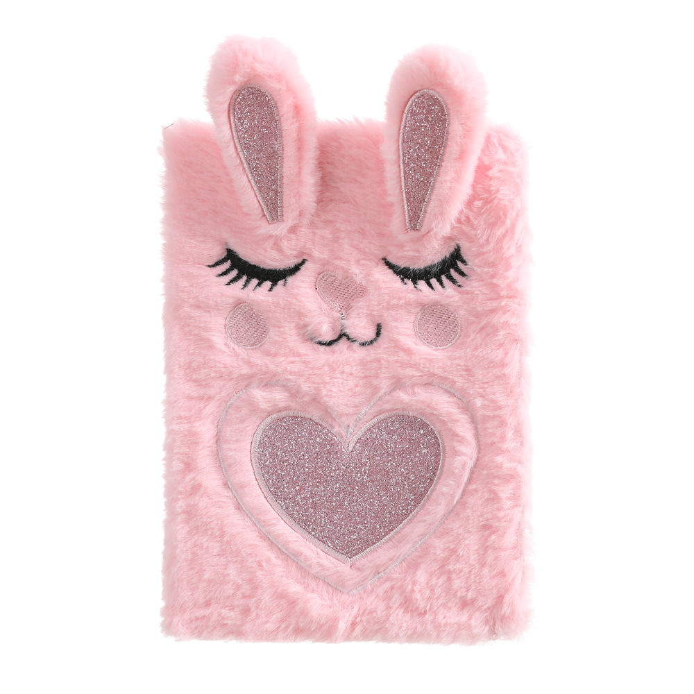 Pink Rabbitins the republic of korea Cute pink Girlish heart unicorn Hand book Plush diary student travel Chronicle notebook