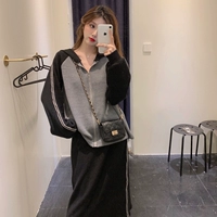 Осенняя модная толстовка, комплект, в корейском стиле, коллекция 2021, свободный крой, длинный рукав