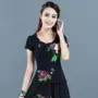 Mùa hè mới thêu phong cách Trung Quốc thêu phụ nữ áo thun ngắn tay nữ Áo thêu phong cách quốc gia áo sơ mi cỡ lớn - Áo phông áo phông rộng