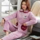 Đặc biệt của phụ nữ mùa đông dày ba lớp cộng với đồ ngủ nhung san hô nhung mùa đông ấm áp áo khoác một mảnh flannel cotton - Pyjama
