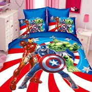 Bộ đồ giường Cartoon Captain America Duvet Quilt Boy Ba mảnh Avengers Four-Piece Sheet Iron Man