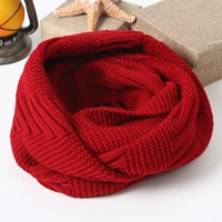 Универсальный демисезонный красный шарф, удерживающий тепло трикотажный мужской шерстяной шарф-платок для школьников, в корейском стиле, с защитой шеи