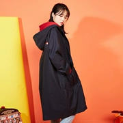 Mèo nước sốt tím 2018 mùa thu mới gốc Nhật Bản của phụ nữ coat loose dài trùm đầu áo gió