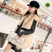 Áo khoác lông nữ dài 2018 mới Hained fox fur thời trang slim lamb lông một áo
