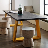 Loft đồ nội thất bàn ăn và ghế sắt rèn bàn bàn hội nghị bàn máy tính xách tay thiết kế văn phòng dài tối giản gỗ rắn ghế ăn