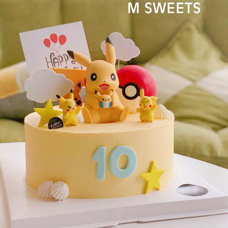Pikachu trang trí bánh trang trí sáng tạo trẻ em bánh hoạt hình cảnh chủ đề thú cưng búp bê elf - Trang trí nội thất
