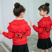 Áo khoác trẻ em nữ mùa xuân hè 2018 phiên bản mới của Hàn Quốc áo sơ mi nữ trẻ em áo khoác dài tay cho trẻ em