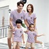 2018 gia đình mới trang bị ngắn tay áo nổ sọc t-shirt gia đình ba gia đình bốn cặp vợ chồng mùa xuân và mùa hè giải trí Trang phục dành cho cha mẹ và con