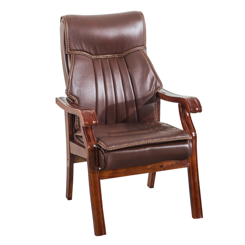 8672 tan leather solid wood feet
