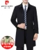 Áo khoác len nam trung niên mới của Pierre Cardin dài phần dày cashmere áo gió cha len áo gió nam Áo len