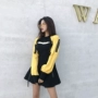 Váy nữ mùa thu 2018 mới Hàn Quốc áo len dài tay váy sinh viên đầu thu sang trọng váy dài giản dị chân váy xoè