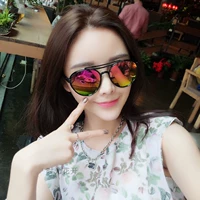 2018 mới hộp lớn nữ thủy triều lady dù để che nắng sunglasses dài mặt tròn mặt hoang dã chống nắng chống uv kính mát kính không độ