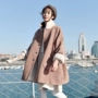 Mùa thu đông 2018 phiên bản Hàn Quốc mới của người đàn ông nhỏ bé len lông ngắn lông cừu cộng với áo khoác nhung nữ tartan áo dạ dài nữ