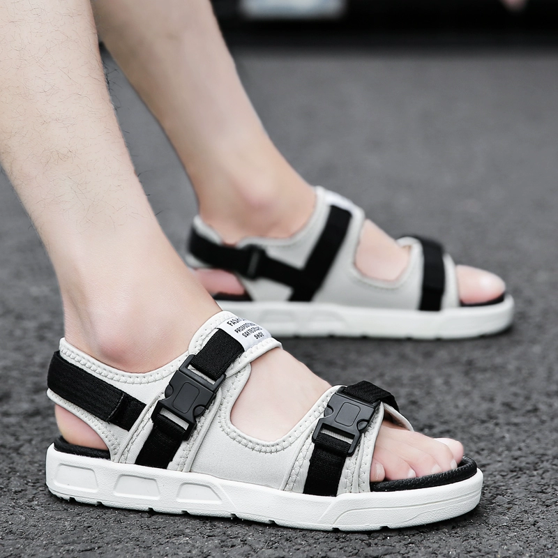 Dép trở lại dép nam Giày dép Velcro cá tính Phiên bản Hàn Quốc của xu hướng dép học sinh dép mềm đế mềm chống thấm nước thể thao - Sandal