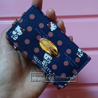 Nhật Bản màu xanh đen phiên bản giới hạn Hello kitty túi khóa với thẻ hóa đơn phim hoạt hình dễ thương hộ chiếu - Trường hợp chính ví móc chìa khóa nữ