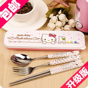 Hellokitty phim hoạt hình bộ đồ ăn đũa muỗng nĩa trẻ em người lớn sinh viên take-away hộp xách tay đũa muỗng bộ