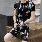 Bộ áo thun ngắn tay cho nam thương hiệu Tide thương hiệu Hàn Quốc hai mảnh mùa hè Bộ đồ đẹp trai Bộ quần áo ngắn - Bộ đồ