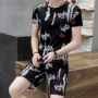 Bộ áo thun ngắn tay cho nam thương hiệu Tide thương hiệu Hàn Quốc hai mảnh mùa hè Bộ đồ đẹp trai Bộ quần áo ngắn - Bộ đồ bộ đồ bảo hộ lao động
