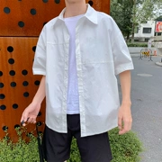 Mùa hè ngắn tay áo sơ mi nam ulzzang lỏng màu rắn Nhật Bản hoang dã đơn giản học sinh sơ mi nửa tay tươi - Áo