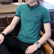 Thanh niên màu rắn ngắn tay áo polo nam 2019 hè giản dị áo thun cotton cotton mỏng nam polo - Polo