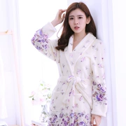 Đàn ông và phụ nữ áo choàng tắm mùa thu và mùa đông mô hình flannel san hô nhung dài dày ngọt ngào dễ thương dịch vụ nhà đồ ngủ ren