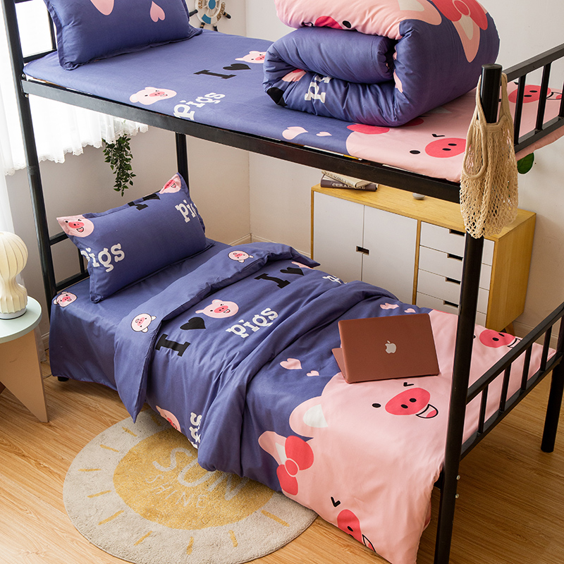 Dark Greystudent dormitory Cartoon sheet Quilt cover Three piece set 1.2 Make the bed up and down staff dorm Single person Quilt cover 1.5 rice