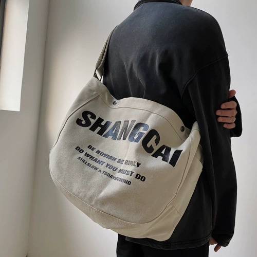 Шоппер, вместительная и большая сумка через плечо на одно плечо, в корейском стиле