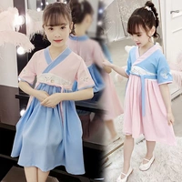 Mùa hè 2019 quần áo trẻ em gái mới Trung Quốc thêu váy Hanfu trong quần áo bé trai tay ngắn biểu diễn - Khác áo bé trai