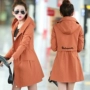 Authentic 2018 mùa thu Hàn Quốc phiên bản mới Slim trench coat phụ nữ trong phần dài của một cổng nhỏ gió mỏng mùa xuân và mùa thu áo phụ nữ áo khoác nữ mùa đông