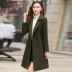 Áo len nữ phần dài 2018 mới của Hàn Quốc phiên bản của dày Slim là mỏng mùa xuân và mùa thu mô hình eo eo coat áo dạ tweed dáng dài Accentuated eo áo