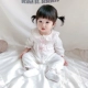 Full Moon Princess Baby Quần áo một mảnh mùa xuân và mùa thu cotton mỏng Cô bé đi chơi - Áo liền quần