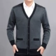 Áo len dài tay vest nam cashmere vest nam v-cổ trung niên và vest già đan cộng với nhung dày và áo len béo - Áo len Cashmere