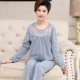 Mùa xuân và mùa thu trung niên mẹ đồ ngủ nữ cotton dài tay đồ ngủ phụ nữ trung niên mùa thu và mùa đông phù hợp với dịch vụ nhà - Nam giới