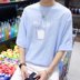 Harajuku bf gió t-shirt nam loose rừng uốn cong Hàn Quốc phiên bản của năm điểm tay áo sinh viên đơn giản hoang dã ngắn tay những người yêu thích xu hướng Áo khoác đôi