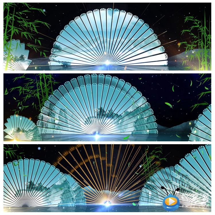 S1394 旗袍秀 折扇舞蹈 唯美古典 LED大屏舞台背景 视频素材制