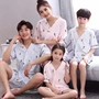 Cha mẹ và con đồ ngủ mùa hè gia đình của ba nữ ngắn tay Nhật Bản bông hai mảnh phù hợp với mẹ- con phim hoạt hình gia đình bốn đồ gia đình dễ thương