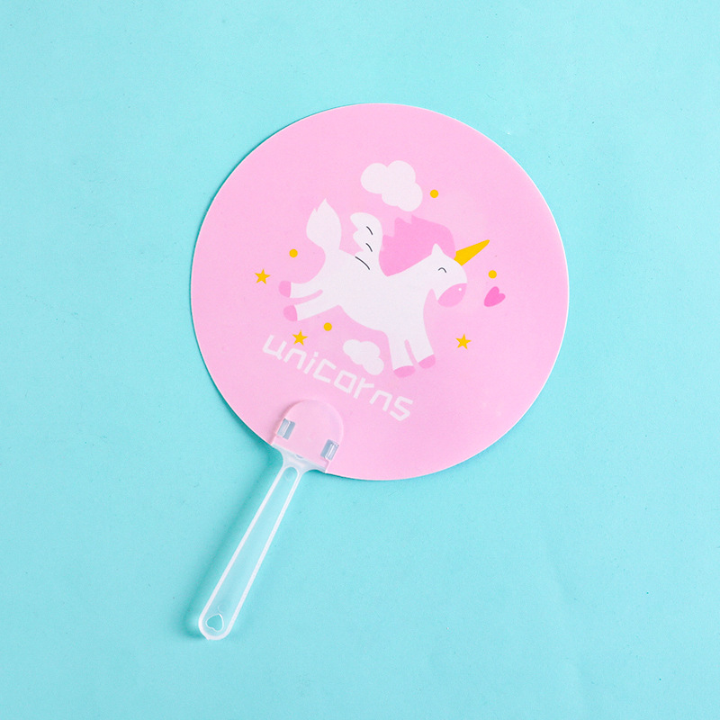 Happy Unicornsummer cool and refreshing originality Cartoon hold Small fan With you Portable Small round fan lovely Mini children Hand shake Fan